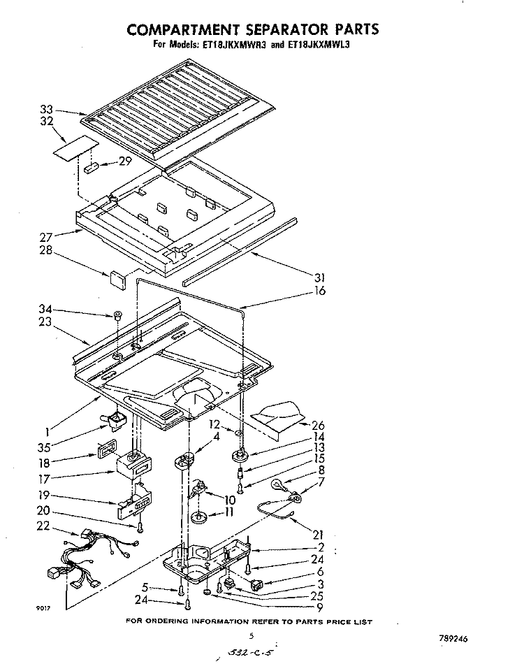 COMPARTMENT SEPARATOR Diagram and Parts List for ET18JKXMWR3  Whirlpool Refrigerator