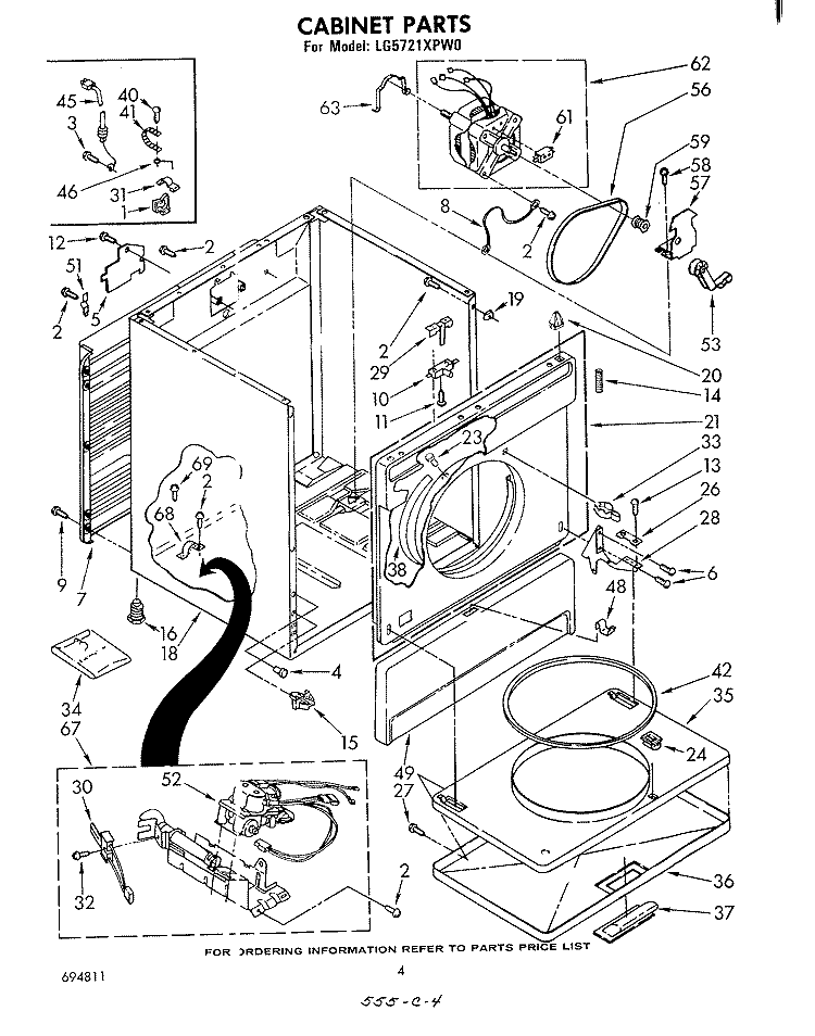 CABINET Diagram and Parts List for LG5721XPW0  Whirlpool Dryer