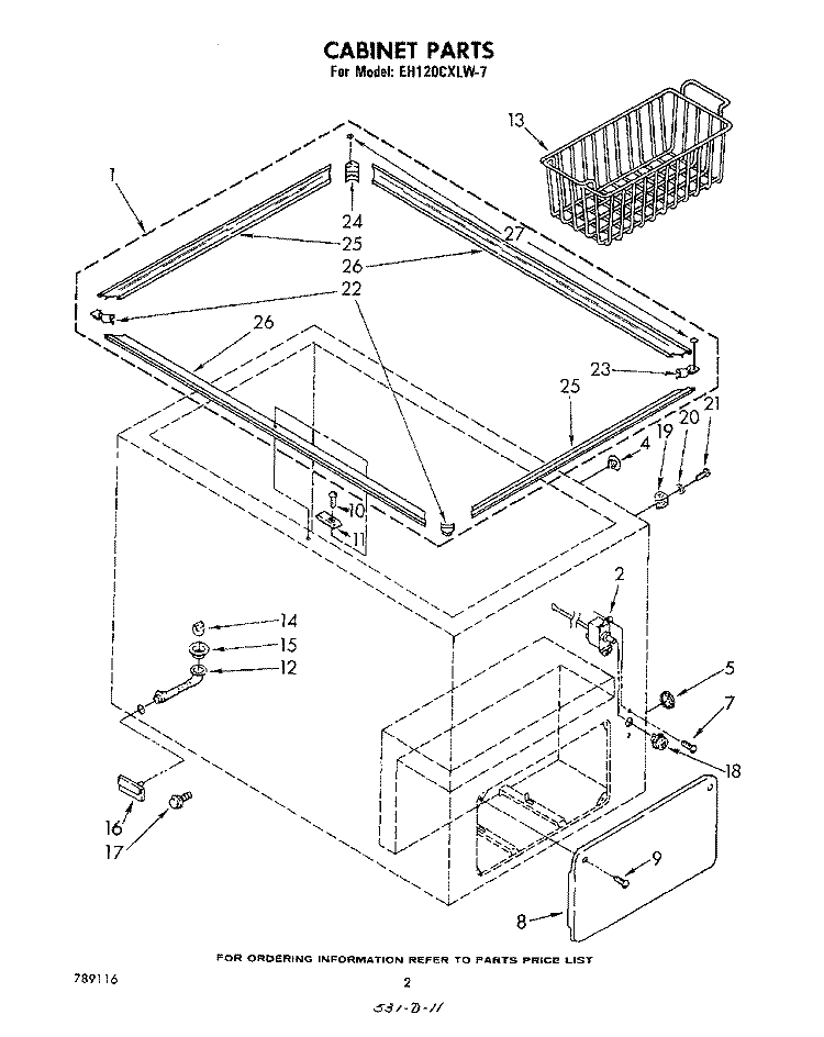 SECTION Diagram and Parts List for EH120CXLW7  Whirlpool Freezer