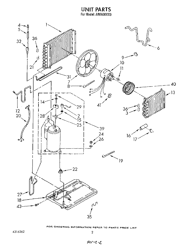 UNIT Diagram and Parts List for AR0600XX0  Whirlpool Air Conditioner