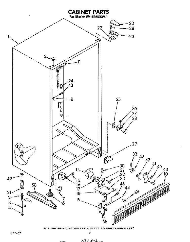 CABINET Diagram and Parts List for EV150NXKW1  Whirlpool Freezer