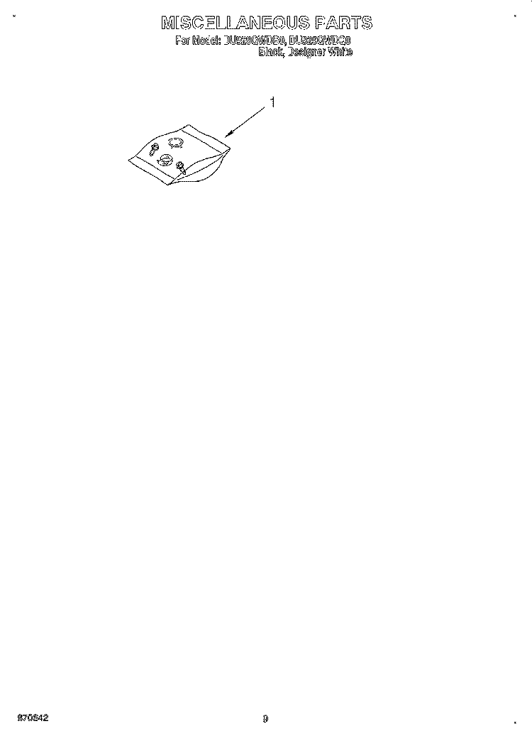 MISCELLANEOUS, LIT/OPTIONAL Diagram and Parts List for DU929QWDB0  Whirlpool Dishwasher