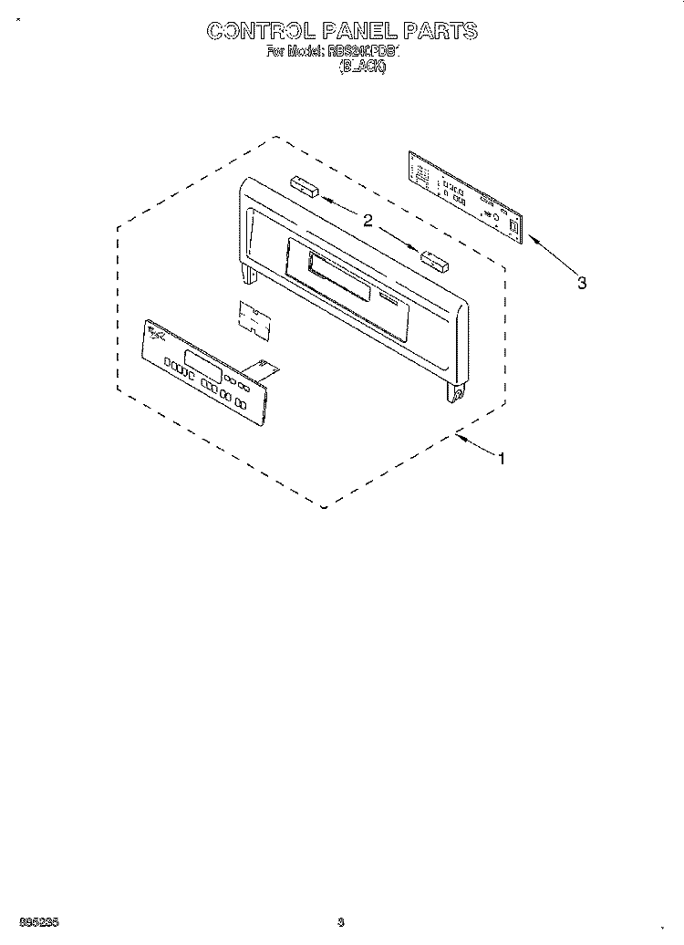 CONTROL PANEL, LITERATURE Diagram and Parts List for RBS240PDB1  Whirlpool Wall Oven