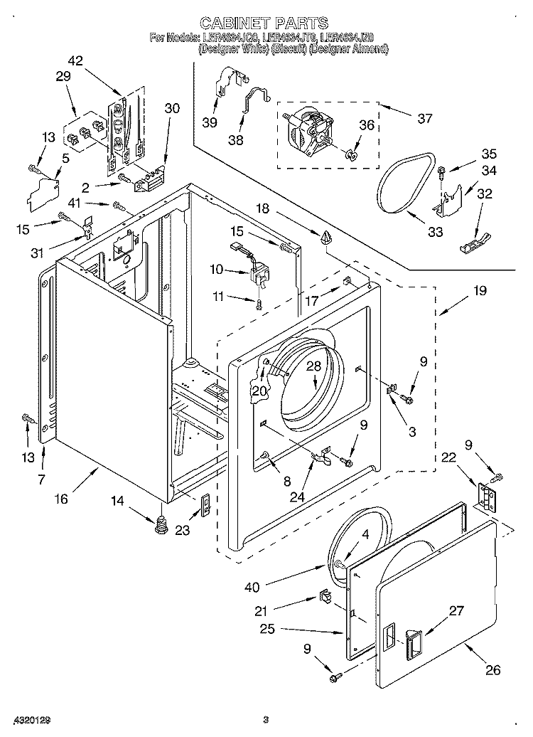 SECTION Diagram and Parts List for LER4634JT0  Whirlpool Dryer