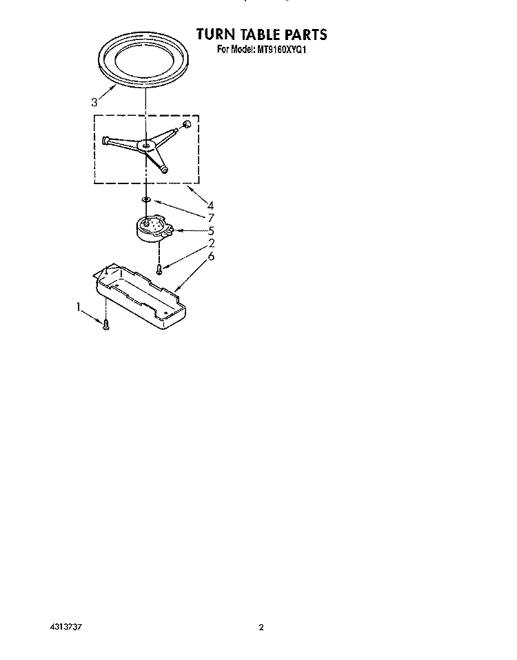 TURNTABLE, LIT/OPTIONAL Diagram and Parts List for MT9160XYB1  Whirlpool Microwave