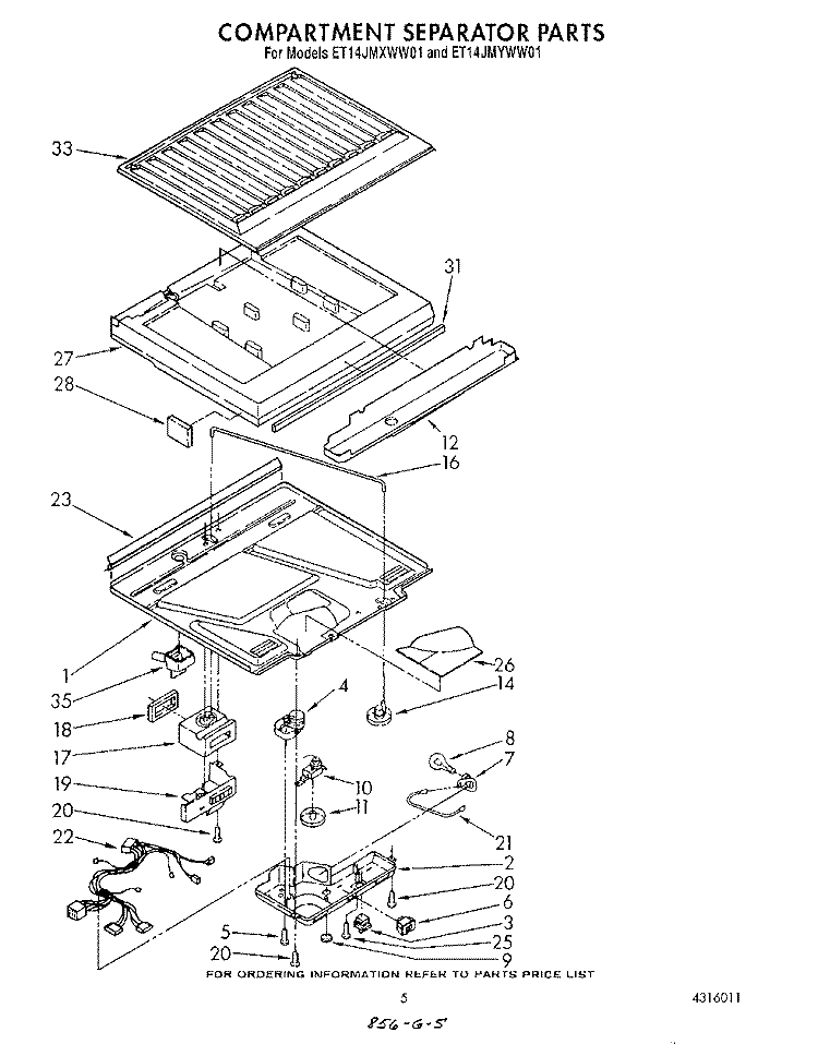 COMPARTMENT SEPARATOR Diagram and Parts List for ET14JMXWW01  Whirlpool Refrigerator