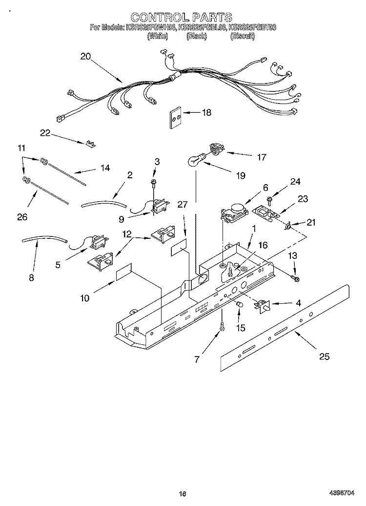 CONTROL Diagram and Parts List for KSRS25FGWH03  KitchenAid Refrigerator