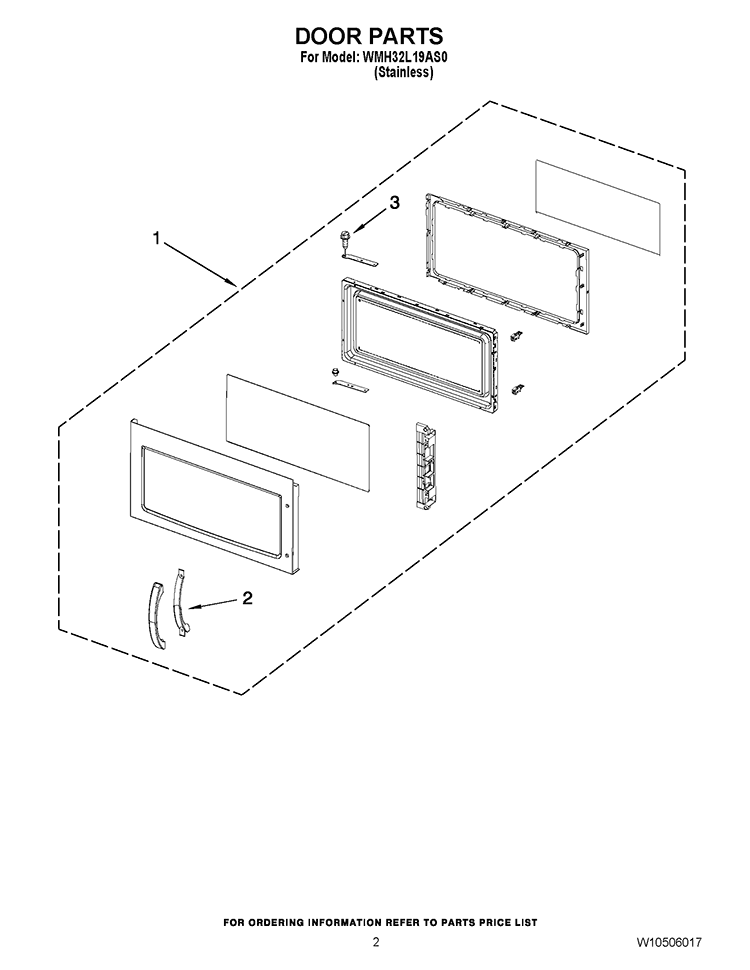 DOOR PARTS Diagram and Parts List for WMH32L19AS0  Whirlpool Microwave