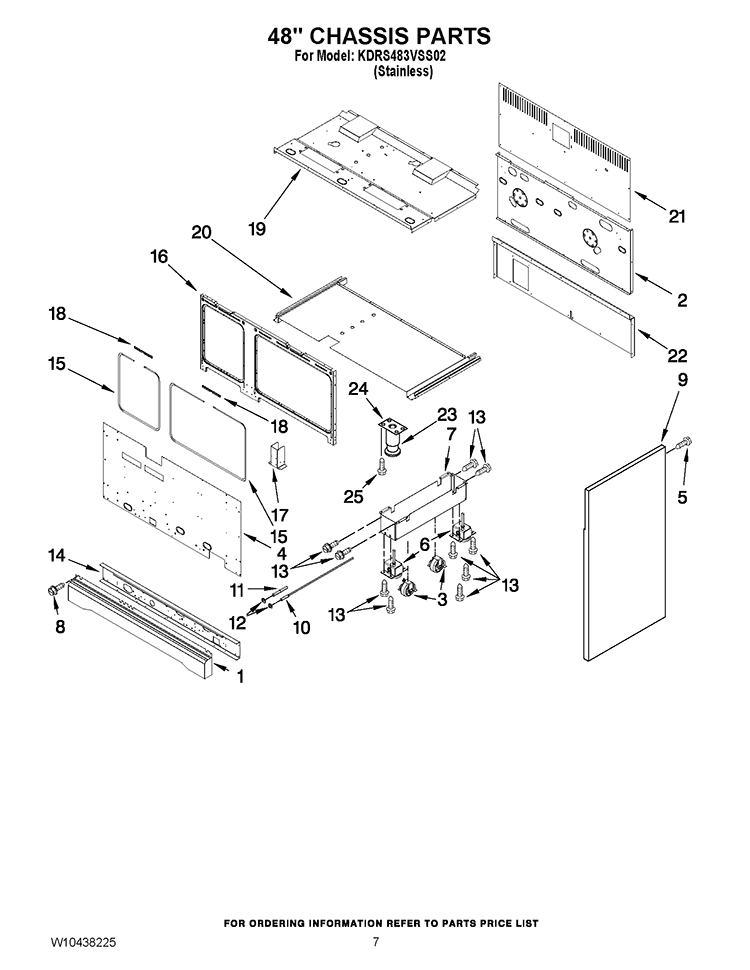 48`` CHASSIS PARTS Diagram and Parts List for KDRS483VSS02  KitchenAid Range