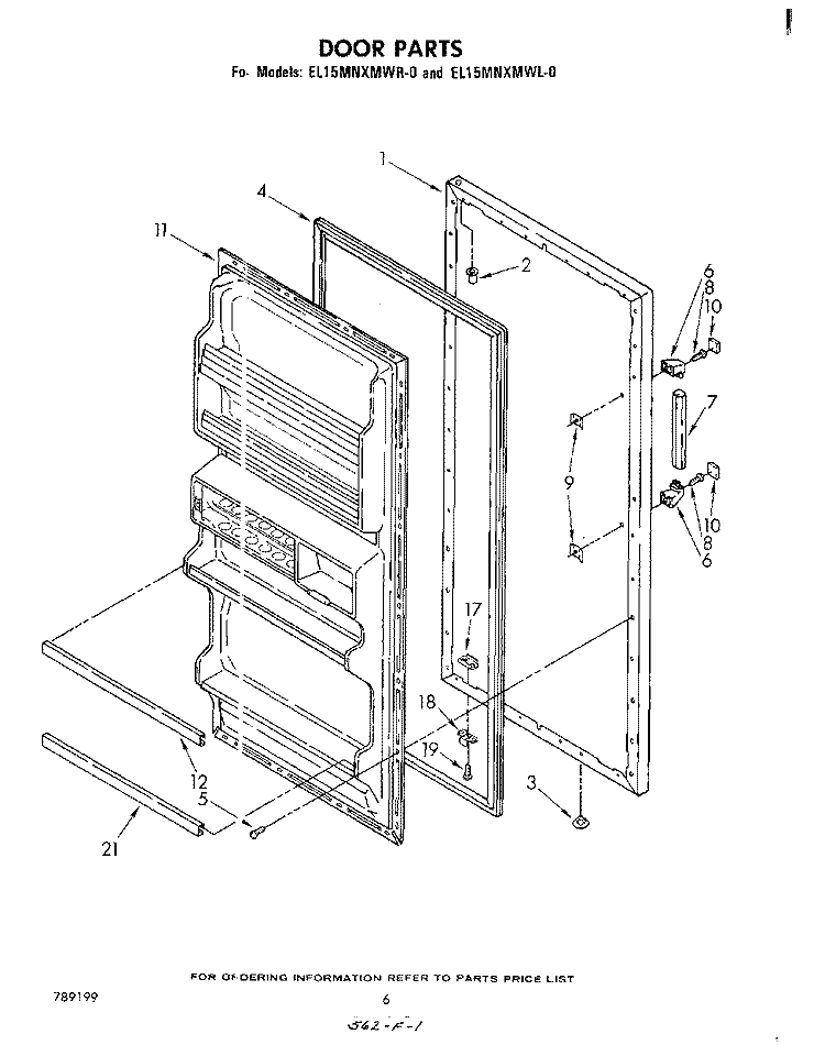 DOOR Diagram and Parts List for EL15MNXMWR0  Whirlpool Refrigerator