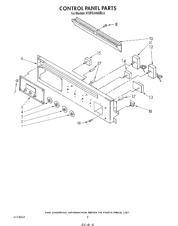 CONTROL PANEL Diagram and Parts List for KGBS246SBL0  KitchenAid Wall Oven