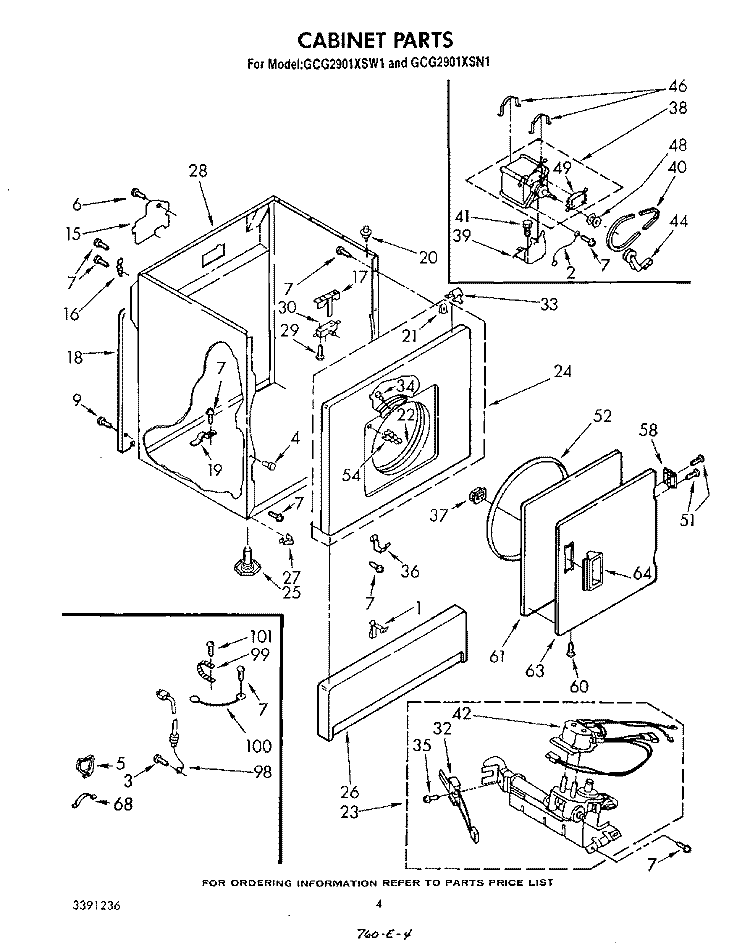 CABINET Diagram and Parts List for GCG2901XSN1  Whirlpool Dryer