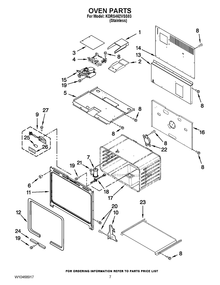 OVEN PARTS Diagram and Parts List for KDRS462VSS03  KitchenAid Range