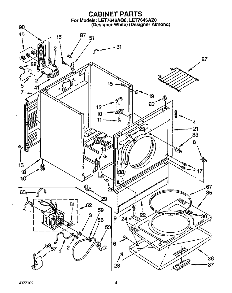 SECTION Diagram and Parts List for LET7646AZ0  Whirlpool Dryer