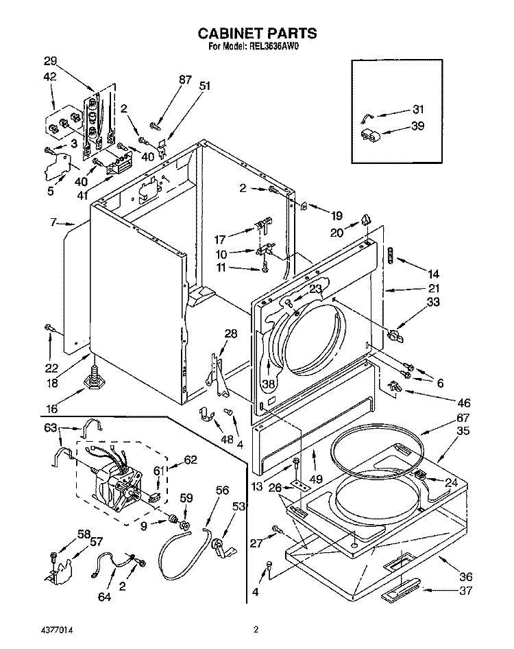 SECTION Diagram and Parts List for REL3636AW0  Roper Dryer