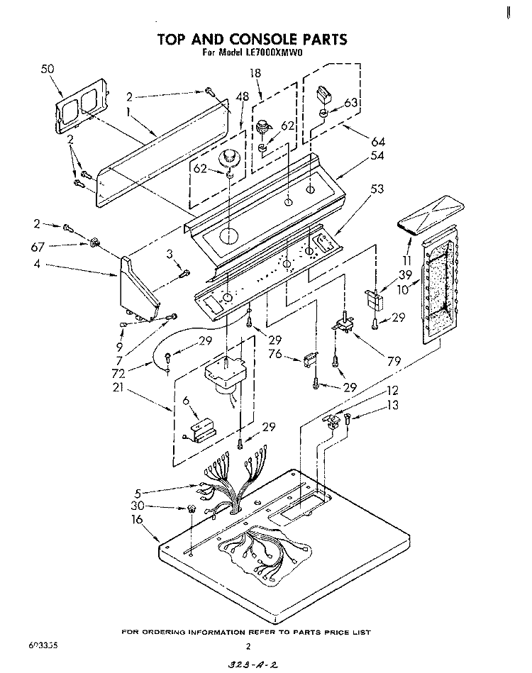 SECTION Diagram and Parts List for LE7000XMW0  Whirlpool Dryer