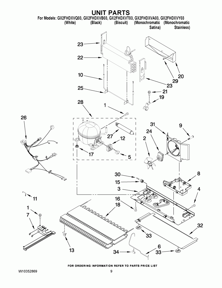 UNIT PARTS Diagram and Parts List for GX2FHDXVB03  Whirlpool Refrigerator