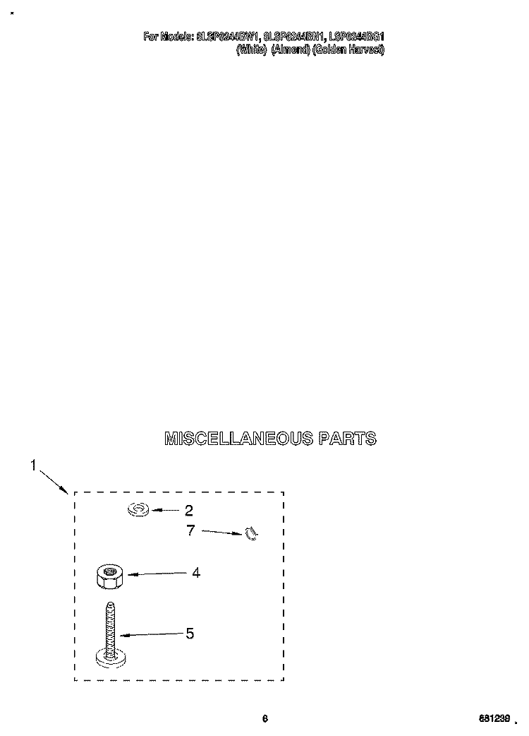 MISCELLANEOUS Diagram and Parts List for 8LSP6244BG1  Whirlpool Washer