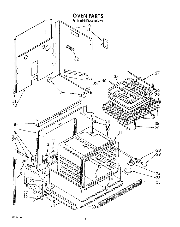 OVEN Diagram and Parts List for RS6300XVN1  Whirlpool Range
