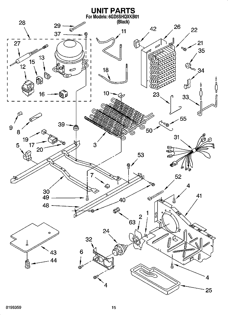 UNIT PARTS Diagram and Parts List for 6GD5SHQXKB01  Whirlpool Refrigerator
