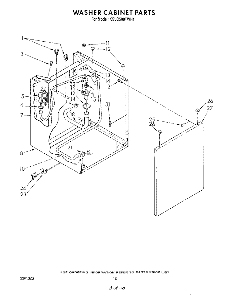 WASHER CABINET Diagram and Parts List for KGLC500TAL1  KitchenAid Washer Dryer Combo
