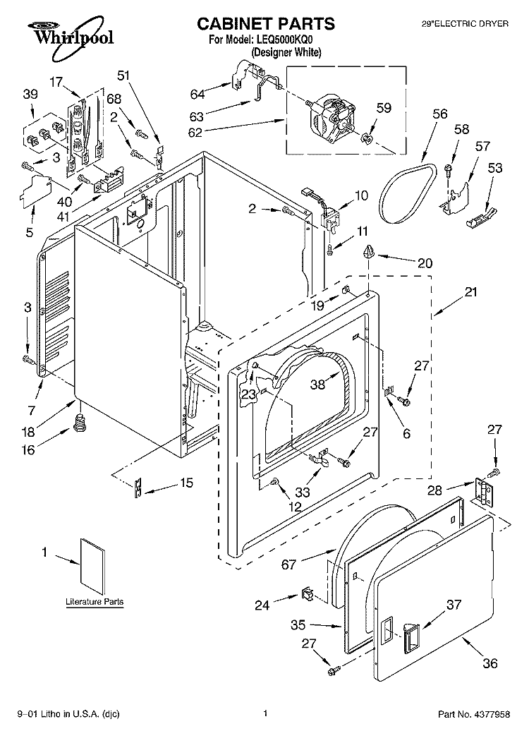 SECTION Diagram and Parts List for LEQ5000KQ0  Whirlpool Dryer