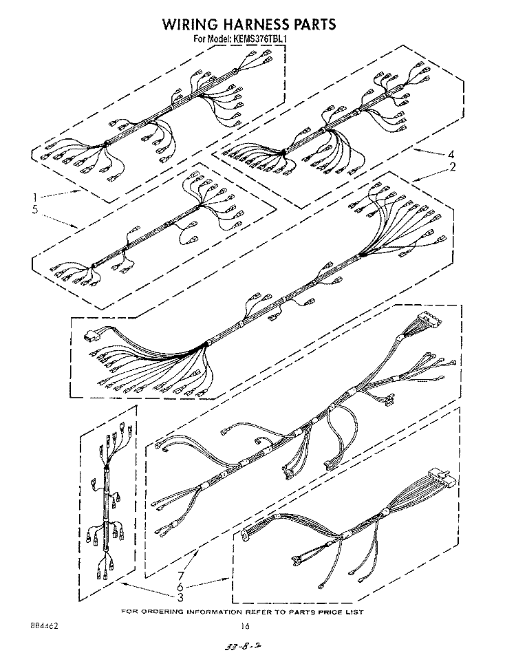 WIRING HARNESS Diagram and Parts List for KEMS376TBL1  KitchenAid Microwave Oven Combo