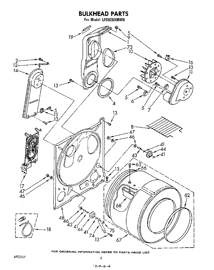 SECTION Diagram and Parts List for LE5920XMW0  Whirlpool Dryer