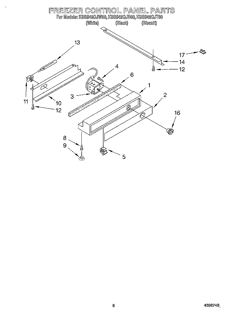 FREEZER CONTROL PANEL Diagram and Parts List for KSSS42QJT00  KitchenAid Refrigerator