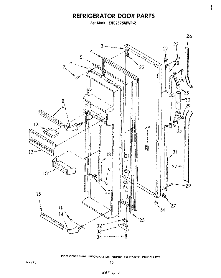 REFRIGERATOR DOOR Diagram and Parts List for EHD252SMWR2  Whirlpool Refrigerator