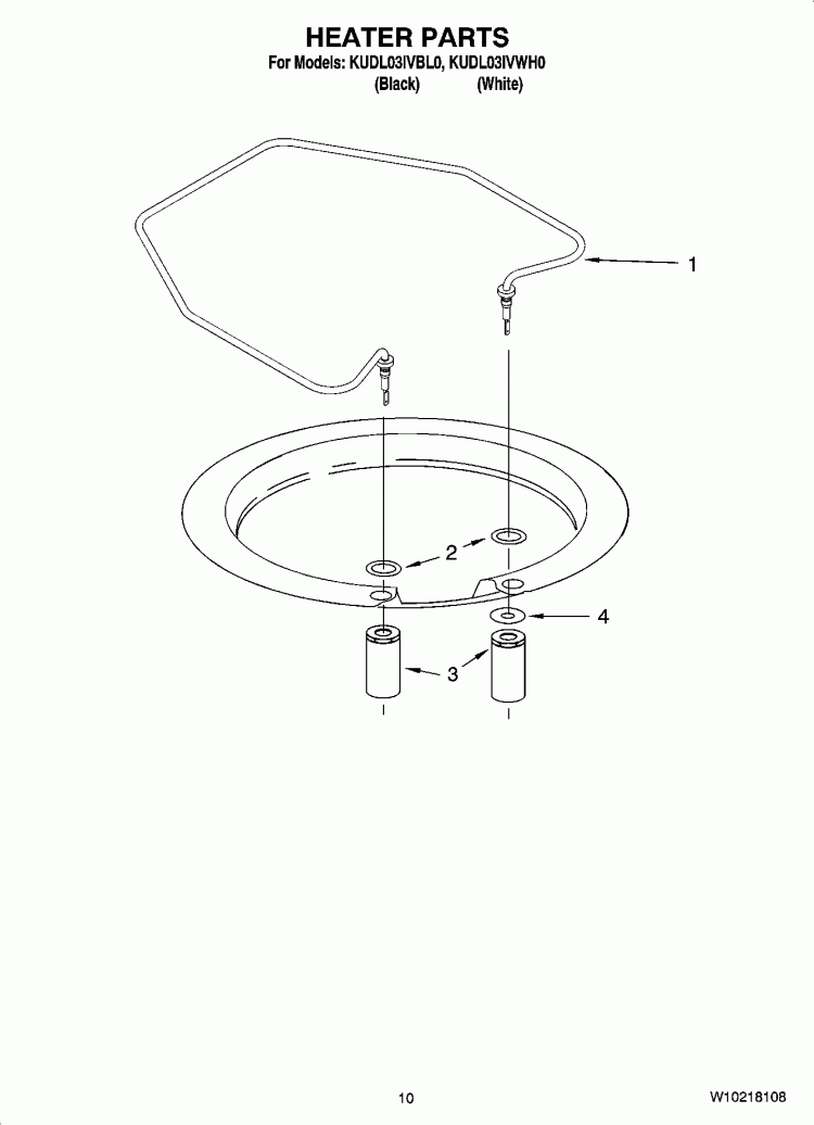 HEATER PARTS Diagram and Parts List for KUDL03IVBL0  KitchenAid Dishwasher