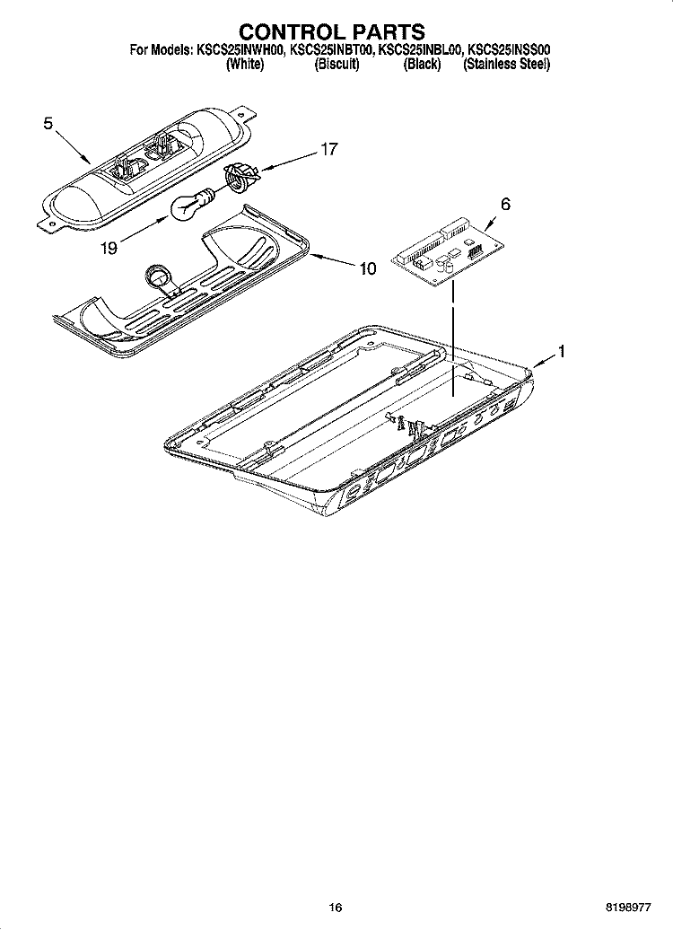 CONTROL PARTS Diagram and Parts List for KSCS25INSS00  KitchenAid Refrigerator