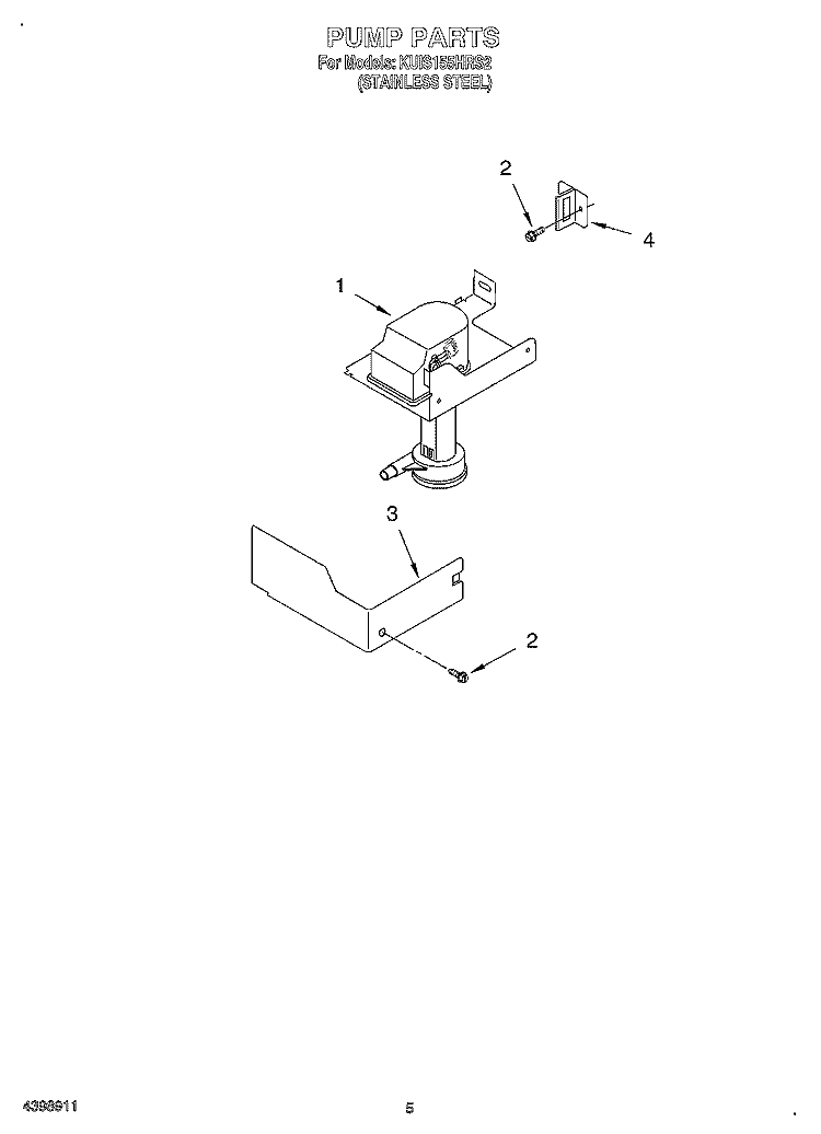 PUMP Diagram and Parts List for KUIS155HRS2  KitchenAid Ice Maker
