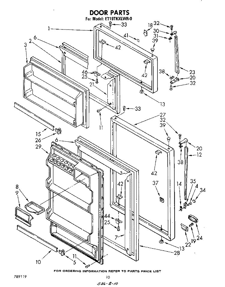 DOOR , LIT/OPTIONAL Diagram and Parts List for ET19TKXLWR0  Whirlpool Refrigerator