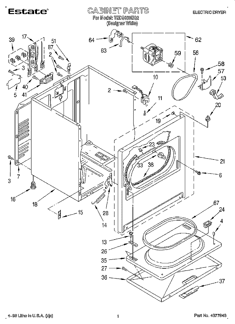 SECTION Diagram and Parts List for TEDS680EQ2  Estate Dryer