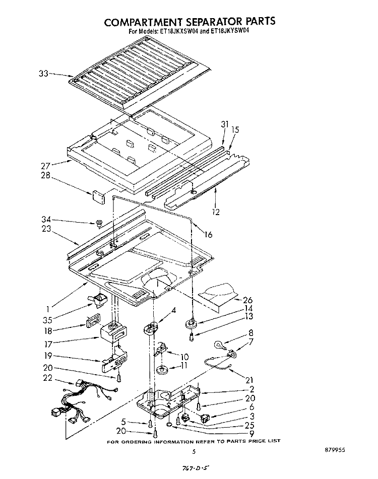 COMPARTMENT SEPARATOR Diagram and Parts List for ET18JKYSG04  Whirlpool Refrigerator