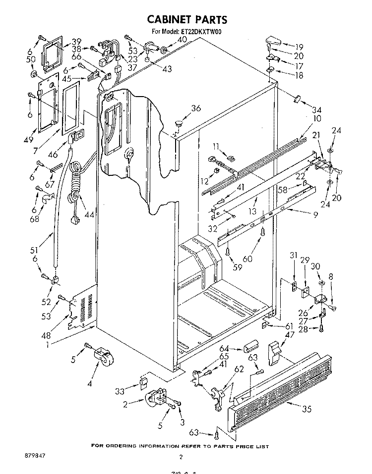 CABINET Diagram and Parts List for ET22DKXTG00  Whirlpool Refrigerator
