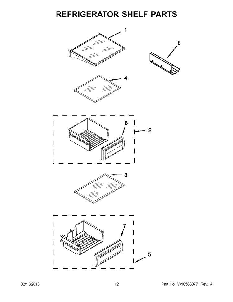 REFRIGERATOR SHELF PARTS Diagram and Parts List for KSSC42QVS05  KitchenAid Refrigerator
