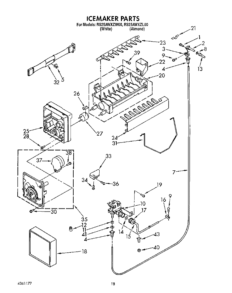 ICEMAKER, LIT/OPTIONAL Diagram and Parts List for RS25AWXZW00  Roper Refrigerator