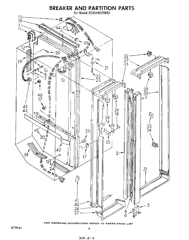 BREAKER AND PARTITION Diagram and Parts List for ED25PMXRWR2  Whirlpool Refrigerator