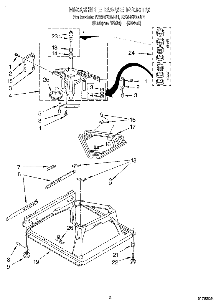MACHINE BASE Diagram and Parts List for KAWS700JT1  KitchenAid Washer