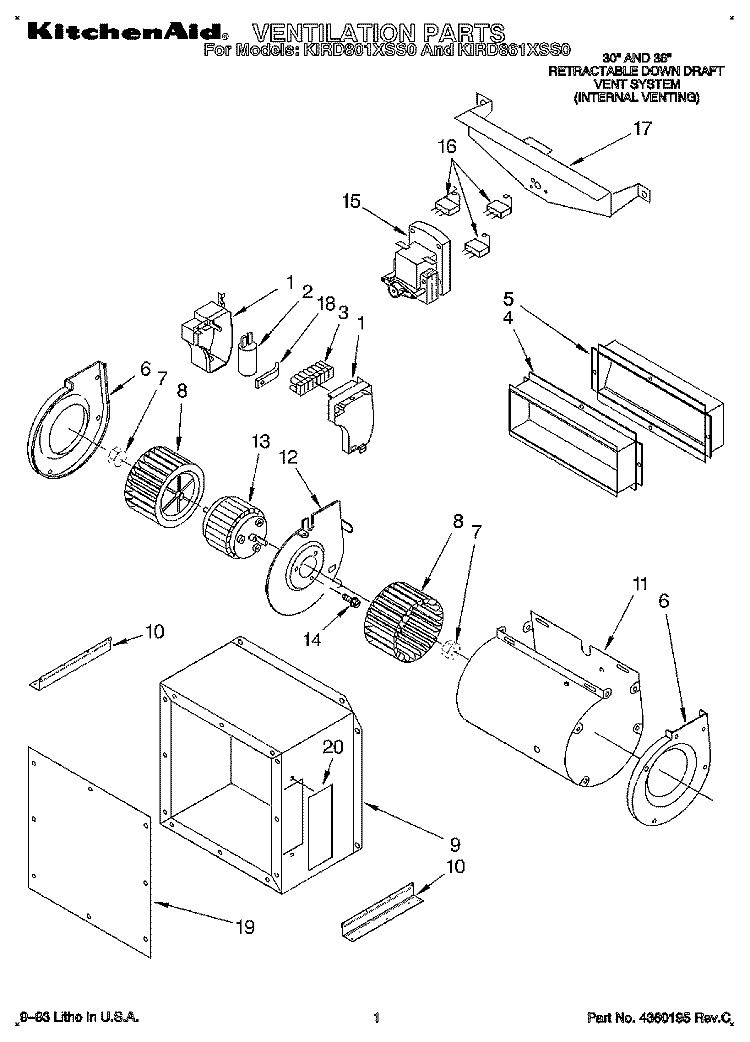 SECTION Diagram and Parts List for KIRD801XSS0  KitchenAid Range Hood