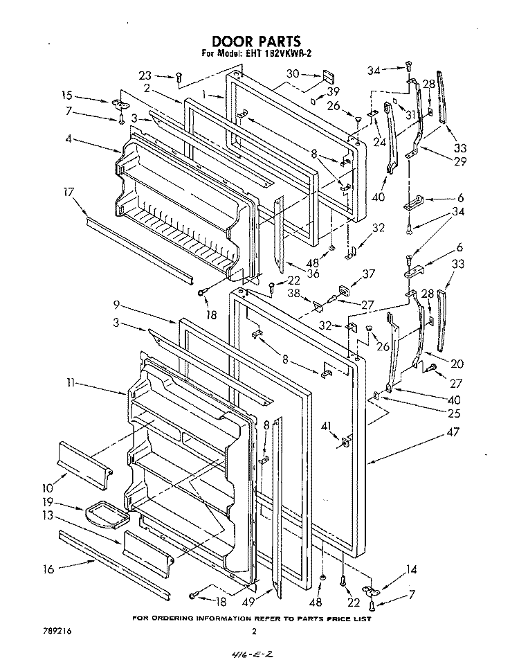 DOOR Diagram and Parts List for EHT182VKWR2  Whirlpool Refrigerator