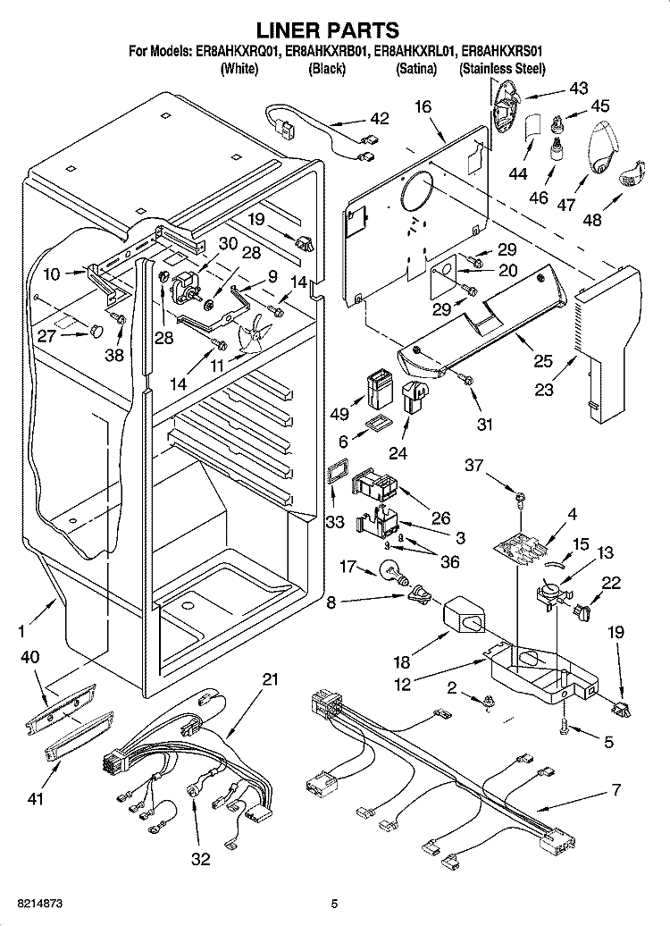 LINER PARTS Diagram and Parts List for ER8AHKXRB01  Whirlpool Refrigerator