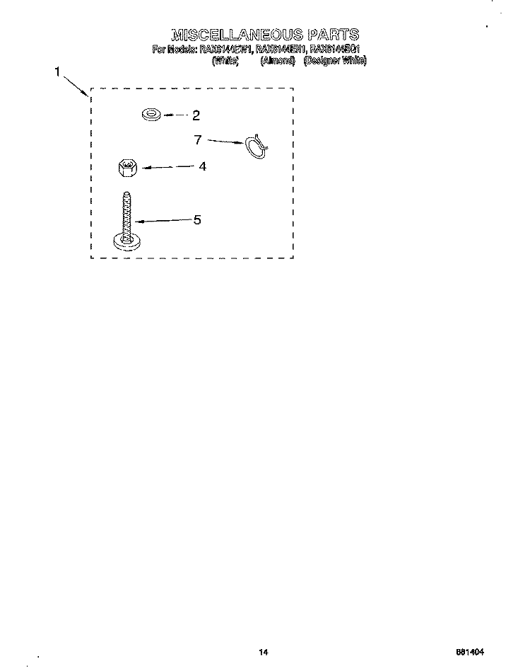 MISCELLANEOUS, LIT/OPTIONAL Diagram and Parts List for RAX6144EQ1  Roper Washer