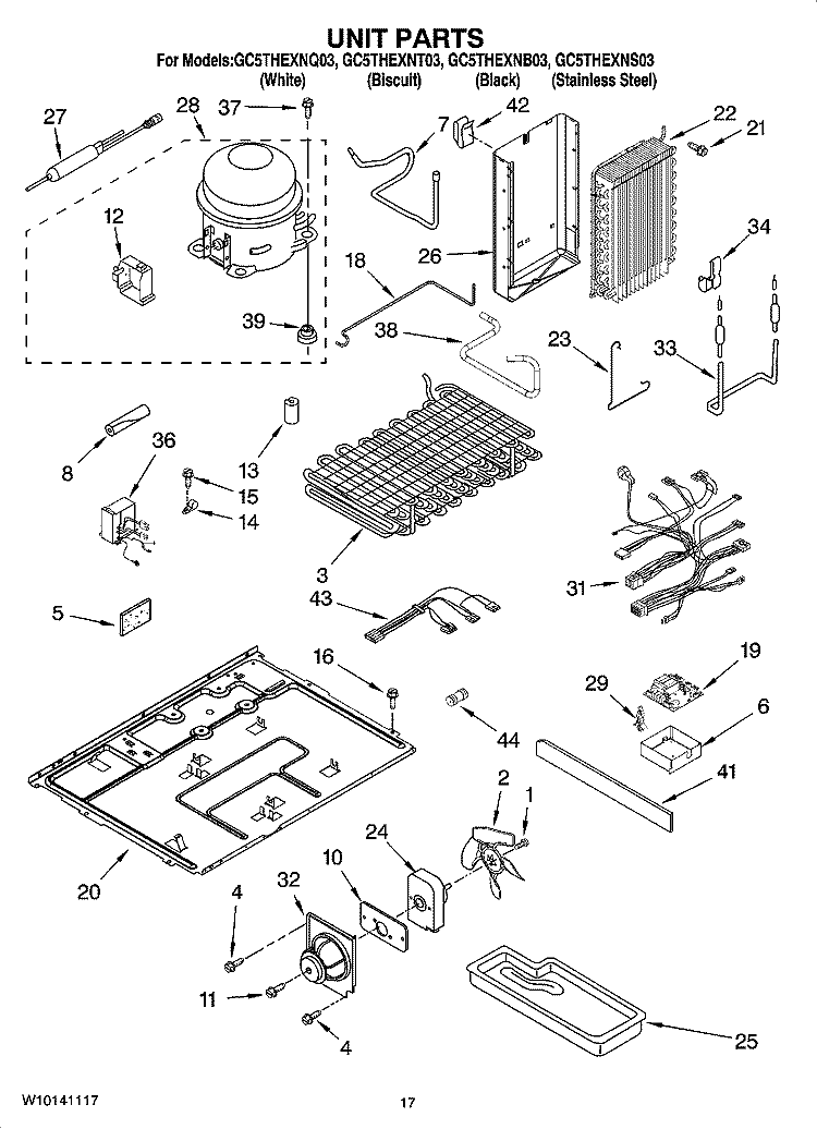 UNIT PARTS Diagram and Parts List for GC5THEXNS03  Whirlpool Refrigerator