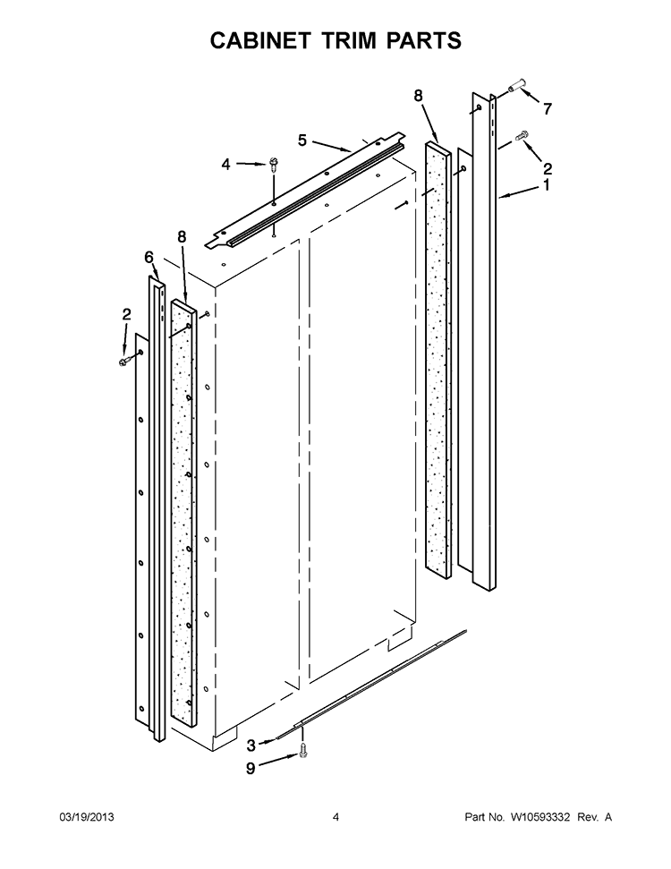 CABINET TRIM PARTS Diagram and Parts List for KSSO48FTX17  KitchenAid Refrigerator