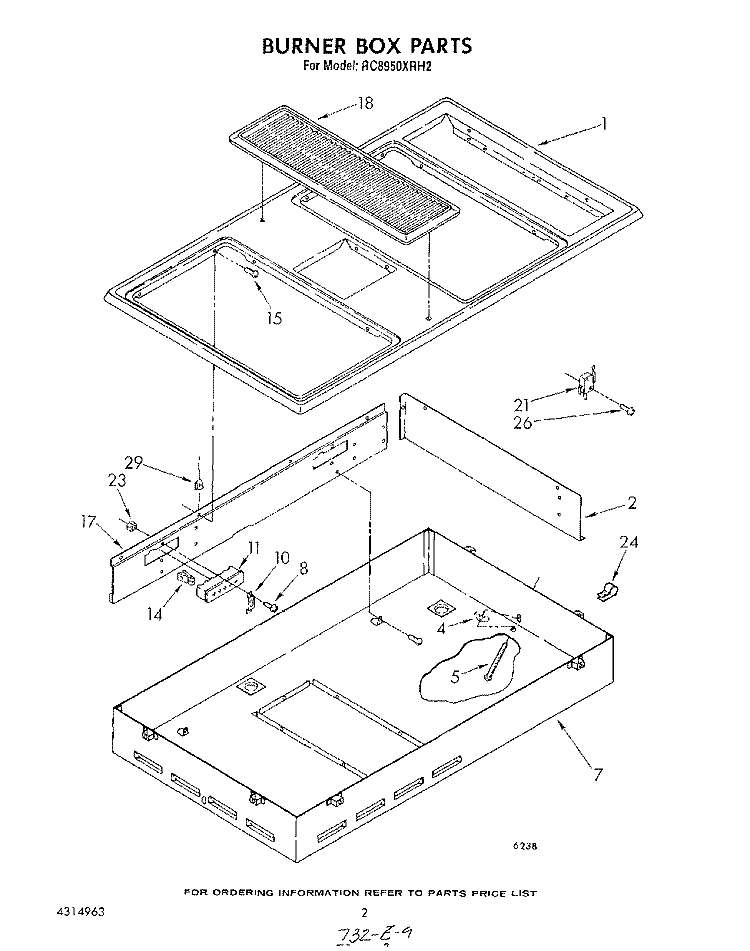 BURNER BOX , LITERATURE AND OPTIONAL Diagram and Parts List for RC8950XRH2  Whirlpool Cooktop