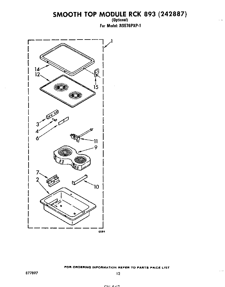 SMOOTH TOP RCK893 Diagram and Parts List for RS576PXP1  Whirlpool Range