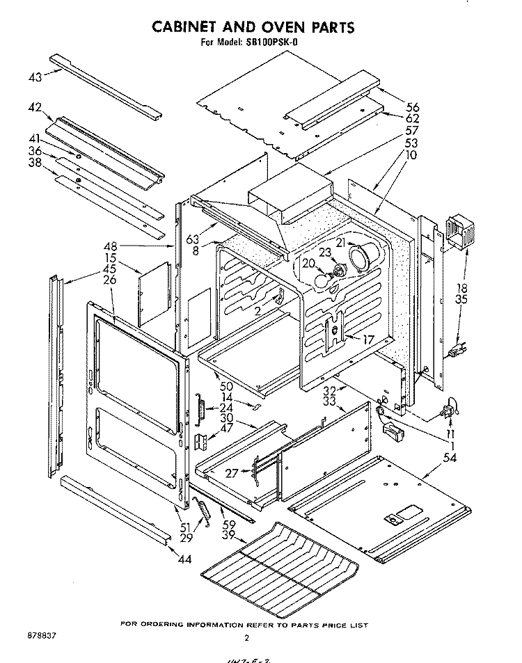 SECTION Diagram and Parts List for SB100PSK0  Whirlpool Wall Oven
